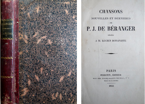 Chansons Nouvelles et Dernières, dédiées a M. Lucien Bonaparte.