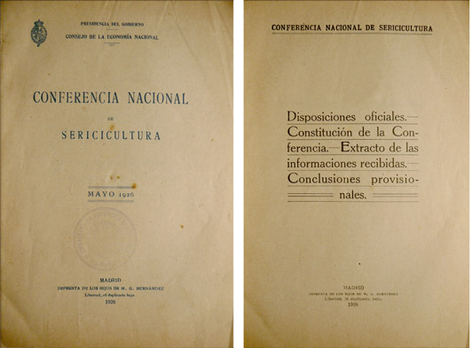 Conferencia Nacional de Sericultura. Mayo de 1926.