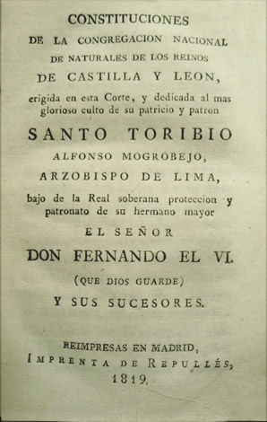 CONSTITUCIONES de la Congregación Nacional de Naturales de los Reinos …