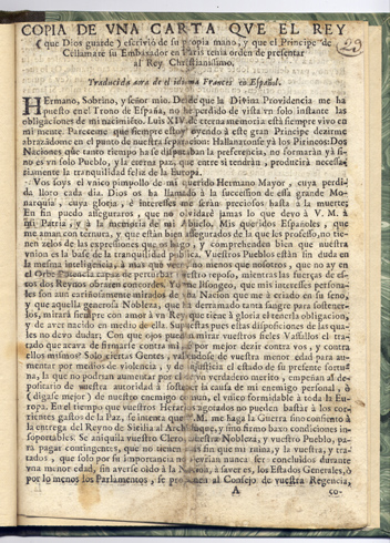 Copia de una carta, que el Rey escrivió de su …