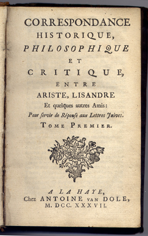 Correspondance Historique, Philosophique et Critique, entre Ariste, Lisandre et quelques …