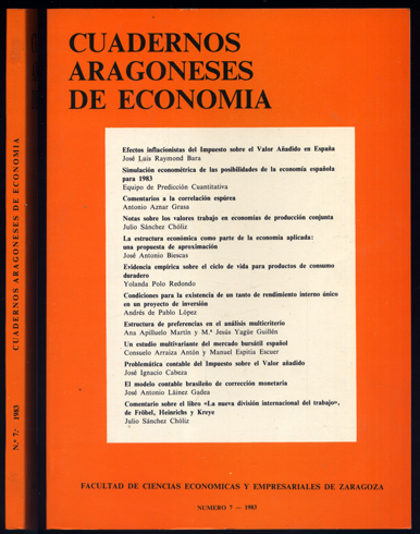 Cuadernos Aragoneses de Economía. Facultad de Ciencias Económicas y Empresariales …