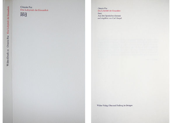 Das Labyrinth der Einsamkeit. Essay. [El Laberinto de la Soledad]. …