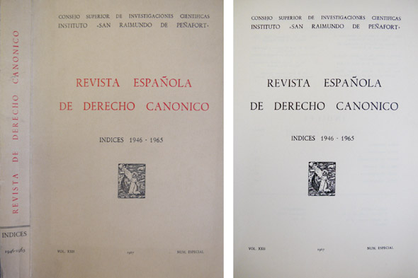 de la Revista Española de Derecho Canónico. Número especial. Indices …