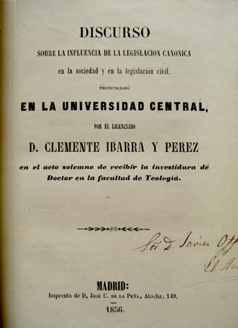Discurso sobre la influencia de la Legislación Canónica en la …