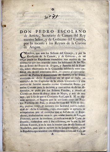 Don Pedro Escolano de Arrieta, Secretario de Camara del Rey …