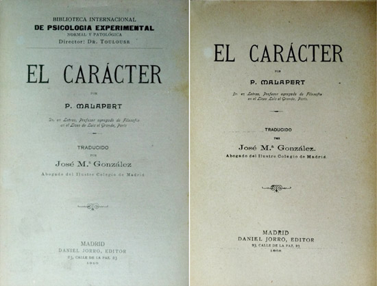 El Carácter. Traducido por José María González.