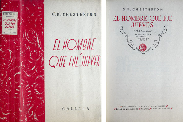 El hombre que fue Jueves. Traducción y prólogo de Alfonso …