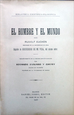 El Hombre y el Mundo. Traducción de Eduardo Ovejero y …
