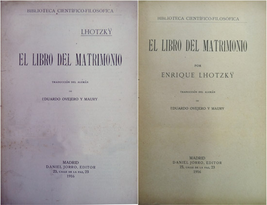 El libro del matrimonio. Traducción de Eduardo Ovejero y Maury.
