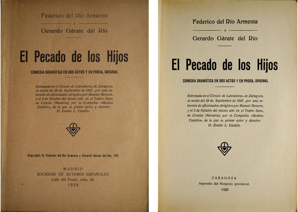 El pecado de los hijos. Comedia dramática en dos actos.