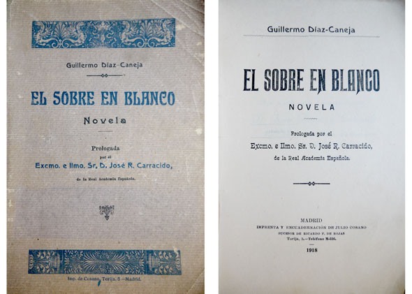 El sobre en blanco. Novela. Prólogo de José Rodríguez Carracido.
