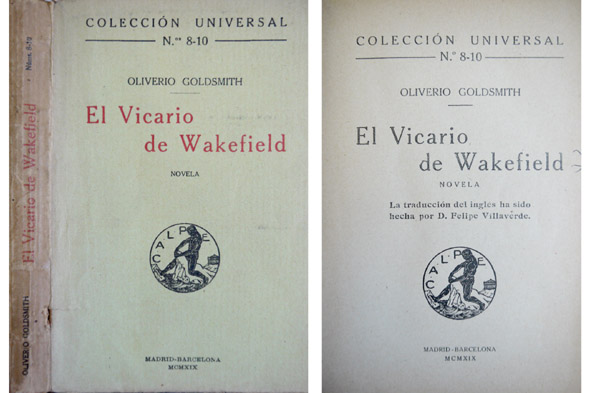 El Vicario de Wakefield. Novela. Traducción de Felipe Villaverde.