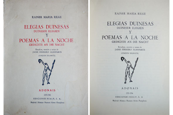 Elegías Duinesas. [Junto con:] Poemas a la noche. Estudios, versión …