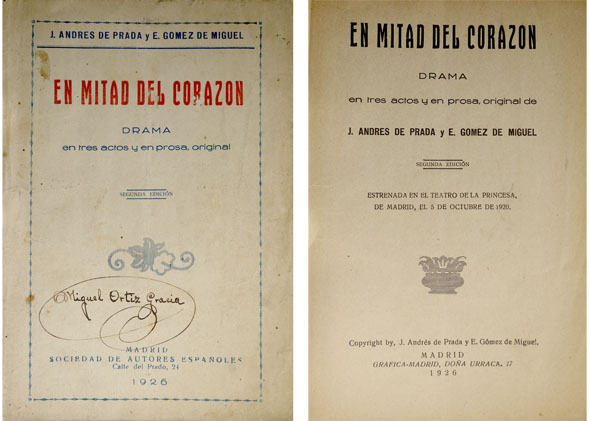 En mitad del corazón. Drama en tres actos y en …