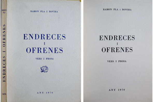 Endeces i ofrenes. Vers i prosa. Pòrtic de Jaume Coste.
