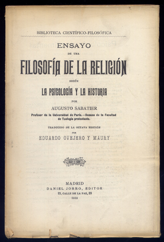 Ensayo de una Filosofía de la Religión según la Psicología …