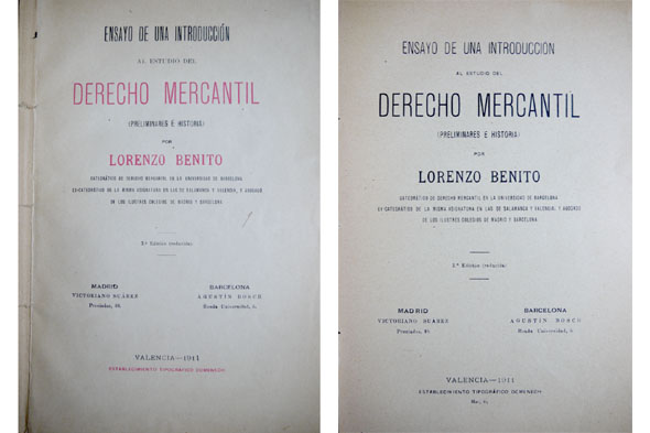 Ensayo de una introducción al estudio del Derecho Mercantil. Preliminares …