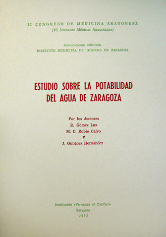 Estudio sobre la potabilidad del agua en Zaragoza. Comunicación en …