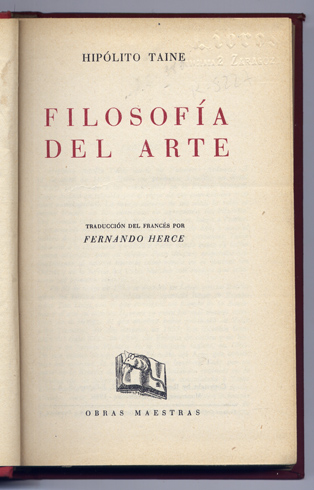 Filosofía del Arte. Traducción del francés por Fernando Herce.