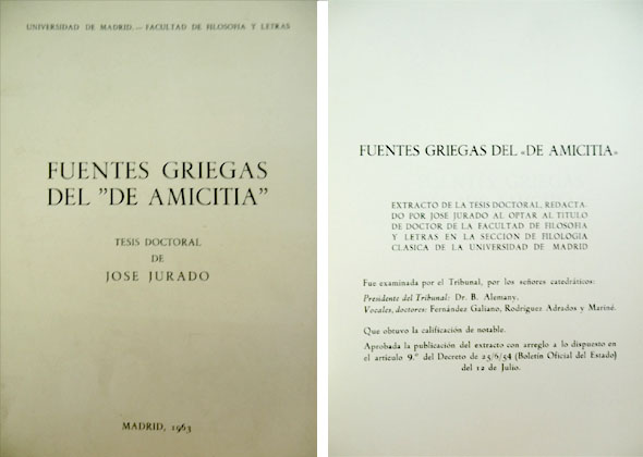 Fuentes griegas del 'De Amicitia'.Extracto de la Tesis Doctoral de.