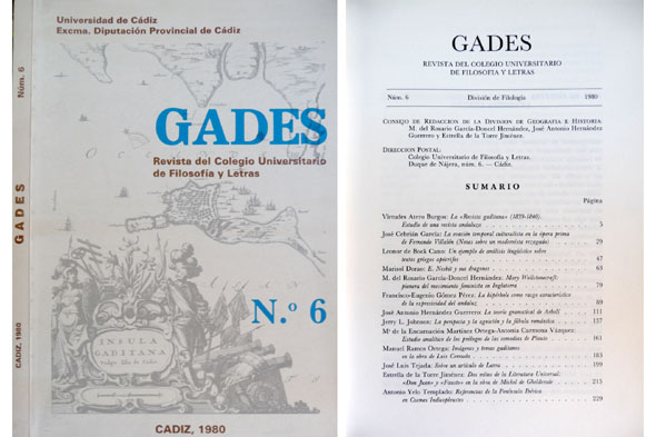Gades. Revista del Colegio Universitario de Filosofía y Letras. Número …
