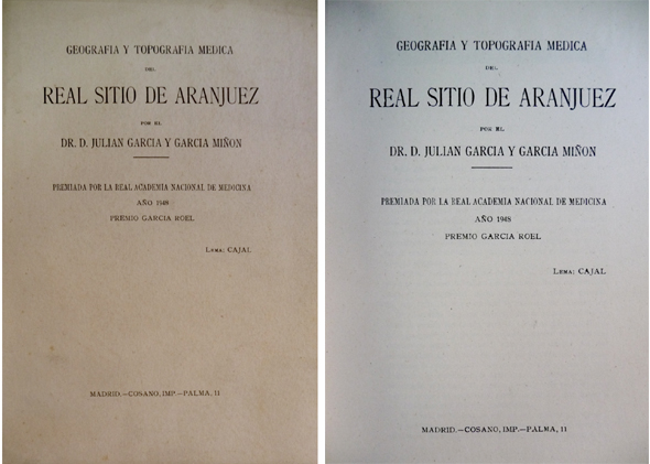 Geografía y topografía médica del Real Sitio de Aranjuez.