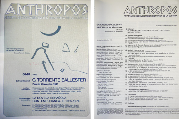 Gonzalo Torrente Ballester, Premio "Miguel de Cervantes" 1985. [Textos de …