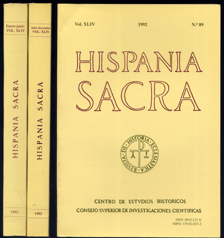 Hispania Sacra. Revista de Historia Eclesiástica de España. Números 89 …