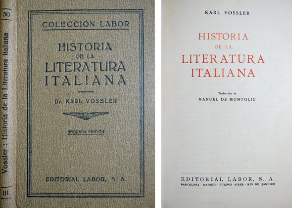 Historia de la Literatura Italiana. Traducción de Manuel de Montoliu.