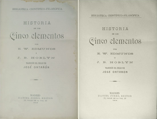 Historia de los Cinco Elementos. Traducción del inglés por José …
