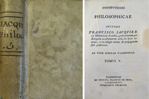 Institutiones Philosophicae ad usum Scholae Valentinae. Tomus V: Physica Particularis.