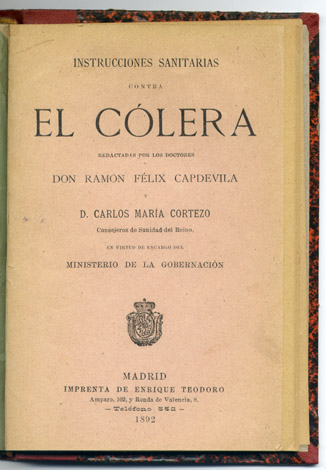 Instrucciones sanitarias contra el Cólera.