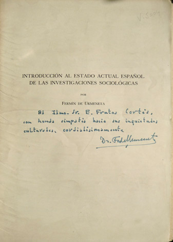 Introducción al estado actual español de las investigaciones sociológicas.