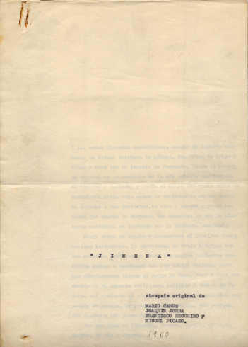 Jimena. Sinopsis [de Guión] original de Mario Camus, Joaquín Jordá, …