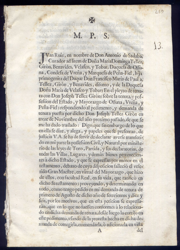 Juan Ruiz, en nombre de Don Antonio de Sadaba, Curador …