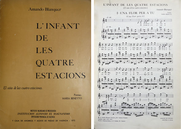 L'infant de les quatre estacions. (Música para soprano y piano). …