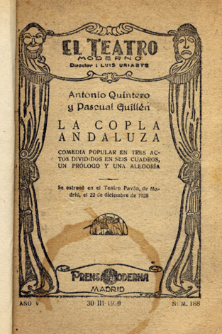 La copla andaluza. Comedia popular en tres actos divididos en …