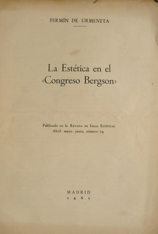 La Estética en el "Congreso Bergson".