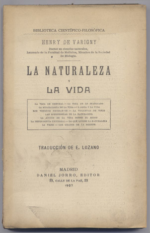 La Naturaleza y la Vida. Traducción de E. Lozano.
