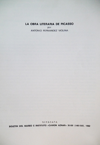 La obra literaria de Picasso.