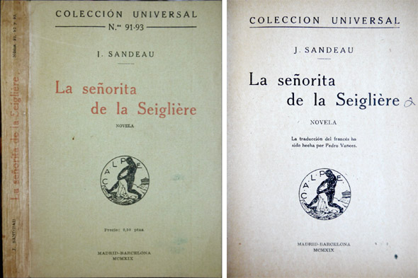 La Señorita de la Seiglière. Novela. Traducida por Pedro Vances.