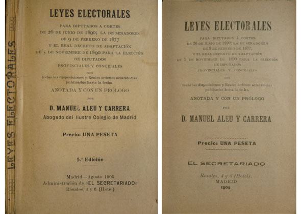 Leyes Electorales para Diputados a Cortes de 26 de Junio …