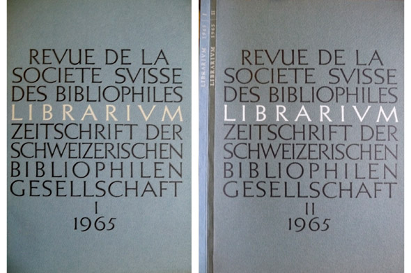 Librarium. Zeitschrift der Schweizerischen Bibliophilen-Geselleschaft. Revue de la Société Suisse …