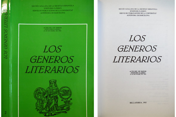 Los Géneros Literarios. Actes del VII Simposi d' Estudis Classics. …