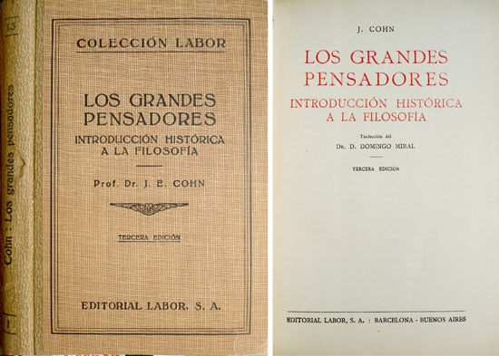 Los grandes pensadores. Introducción histórica a la Filosofía. Traducción del …