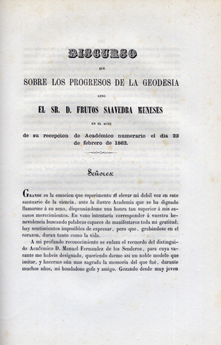 Los progresos de la Geodesia. Discurso de recepción en la …
