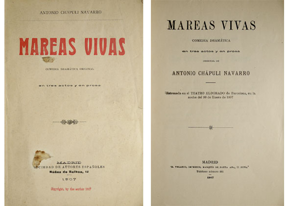 Mareas vivas. Comedia dramática en tres actos.