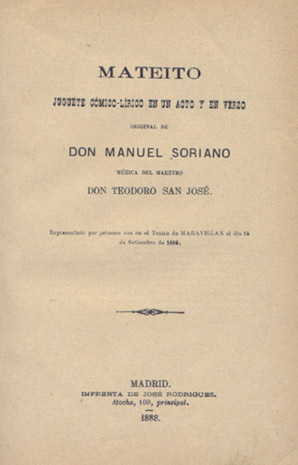 Mateito. Juguete cómico - lírico en un acto y en …
