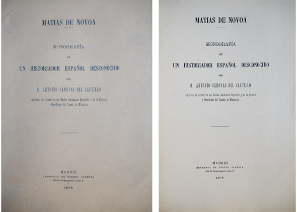 Matias de Novoa. Monografía de un historiador español desconocido.